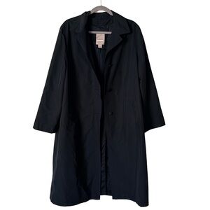 Bergdorf Goodman Drizzle Women's Button Down Collared Trench Coat Wool Lined, 14